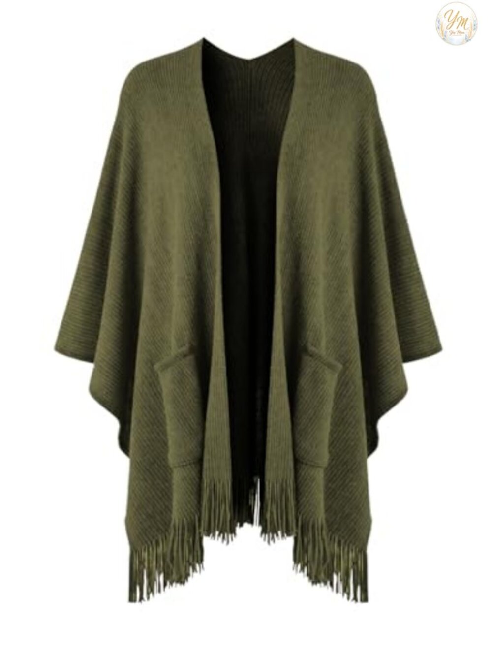 Ferand Knitted Shawl Wrap with Pockets Open Front Poncho Cape